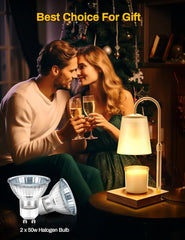 DORESshop Candle Warmer Lamp with Timer, Adjustable Height & Heat, Electric Warmer for Large Jar Candles, Includes 2X 50W Bulbs