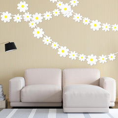 5 Pcs Groovy Daisy Party Hanging Banners, Boho Birthday Daisy Party Decoration Paper Garlands Yellow and White Daisies Flower Hanging Hippie Flower Theme Accessories for Girl Birthday Supplies