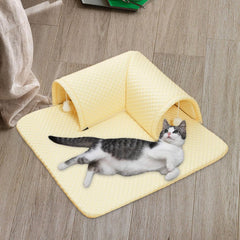 Cooling Bed Mat Cat Bed Multiuse Exercising Reversible Lightweight Removable Easy to Carry Clean Crate Mat Sleeping Pad, Yellow, 60x60x20cm