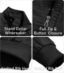 EKLENTSON Men's Cotton Lightweight Multi Pockets Zip Front Stand Collar Military Jackets Windbreaker