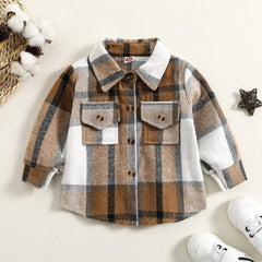 Youth Boy Jackets Toddler Boys Long Sleeve Plaid Printed T Shirt Gentleman Tops Clothes With Pocket