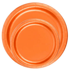 24 Plates 7" Paper Dessert Plates Wax Coated - Orange