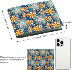 RFID Blocking Leather Wallet for Men Women, Bifold Multifunctional Card Holder Wallet with 12 Card Slots and Large Cash Compartment, Stylish Purse with Top Open, Small Photo Album-Green Flower