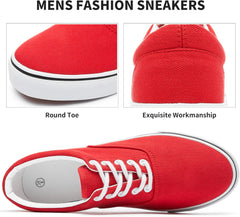 FRACORA Mens White Canvas Shoes Low Top Canvas Sneakers Lace Up Casual Shoes