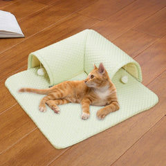 Cooling Bed Mat Cat Bed Multiuse Exercising Reversible Lightweight Removable Easy to Carry Clean Crate Mat Sleeping Pad, Green, 60x60x20cm