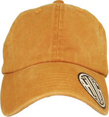 Premium Plain Cotton Cap Vintage Heavy Washed Dad Hat Adjustable PU LeatherStrap