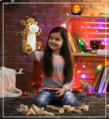 DolliBu Giraffe Plush Hand Puppet For Kids - Soft Plush Stuffed Animal Hand Puppet Toy for Puppet Show Games & Puppet Theaters for Kids, Adult Cute Puppets Educational Toy to Teach Children & Toddlers