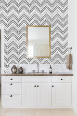 HAOKHOME Black and White Wallpaper Boho Geometric Self Adhesive Textured Wall Paper Modern for Bathroom Decor e 17.7in x 9.8ft