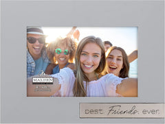 Malden International Designs 4x6 Best Friends Ever Picture Frame Light Gray Wood Grain MDF Frame Silver Finish Diecast Metal Inset Attachment