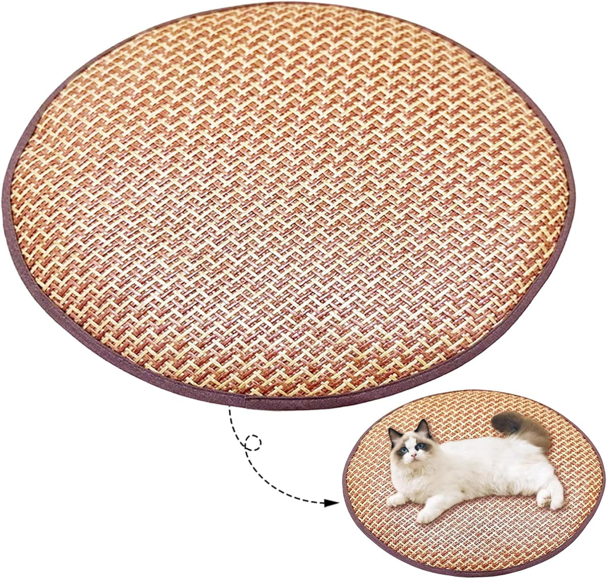 ool Pet Pad - Natural Bamboo Mat for Dogs & Cats, Breathable & Waterproof, Scratch-Resistant & Odorless, Anti-Static Pet Bed Mat for Summer Heat Relief, Easy to Clean (7.8in)