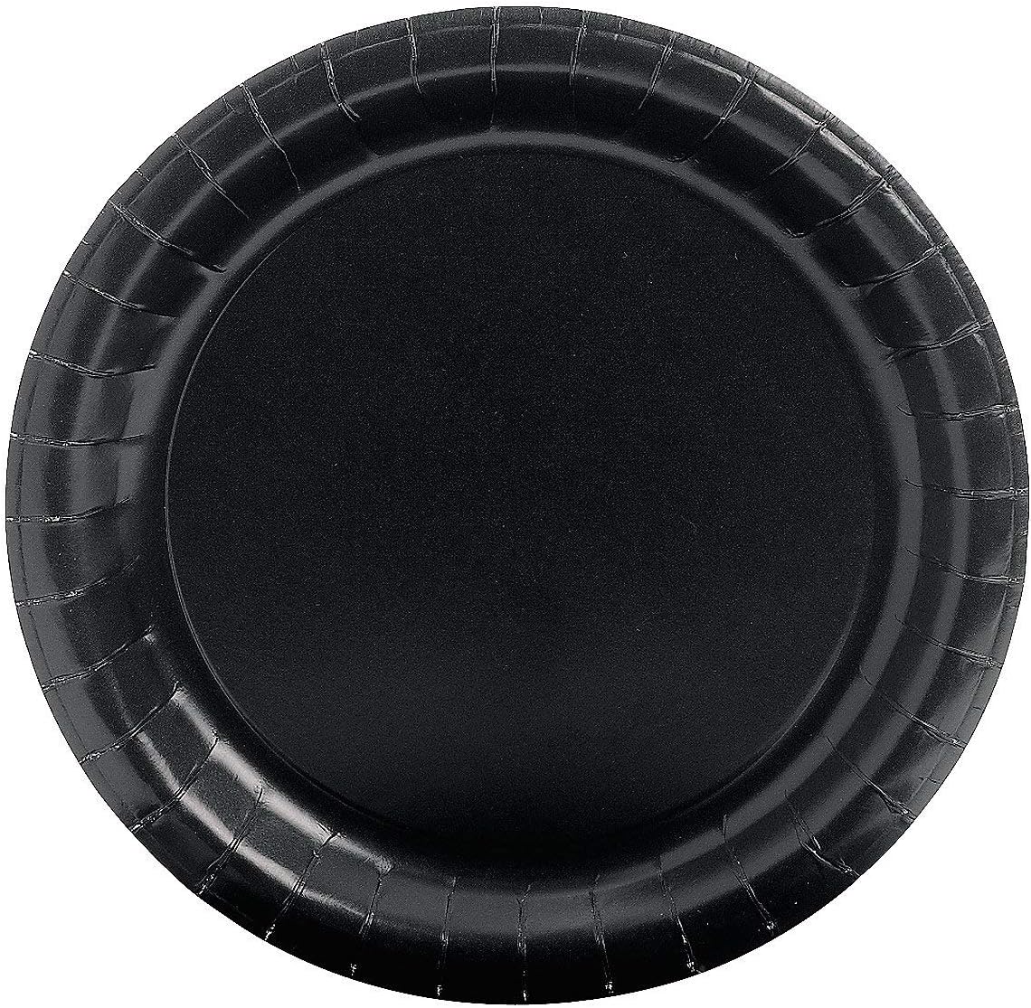 Fun Express Black Round Paper Dinner Plates - Stylish, Round, Solid Tableware for Parties & Events - Perfect for Serving Appetizers, Main Dishes - 24 Pieces