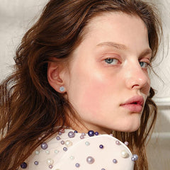 Women Synthetic Diamond Earrings, 18K White Gold Plated Round Square Cubic Zirconia Hypoallergenic Studs Earrings (Another Star)