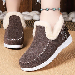Women Winter Plush Lined Flat Shoes Comfy Orthopedic Arch Support Outdoor Walking Short Boots Non Slip Fuzzy Cozy Booties (7,Coffee)