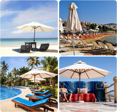 2.7 m 6 Ribs Outdoor Round Patio Umbrella, Market Patio Fade Resistant Umbrella Top Canopy Cover Replacement for Patio Courtyard Outdoor Swimming Pool Lawn(Green)