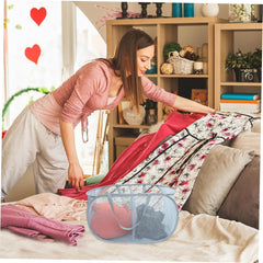 Collapsible Laundry Hamper with Handles Capacity Mesh Basket for Clothes Sundries Portable and Versatile Storage for Home Outdoor Use