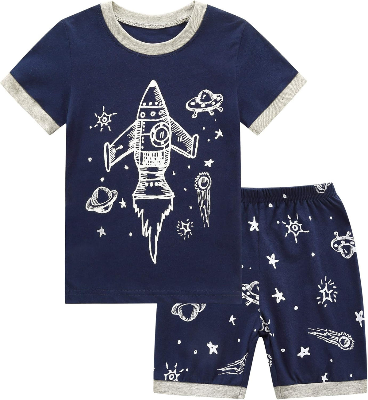 RKOIAN Little Boys Girls' Pajamas Sets Glow in The Dark Toddler Pjs Cotton Kids Sleepwear
