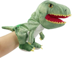 Bstaofy Plush Dinosaur Hand Puppet T-rex Stuffed Toy Open Movable Mouth for Creative Role Play Gift for Kids Toddlers on Birthday Christmas, 10.5'' (Green)