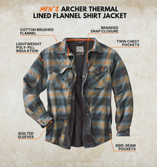 Legendary Whitetails Men's Thermal Lined Shirt Jacket Plaid Flannel Polyfill Insulated