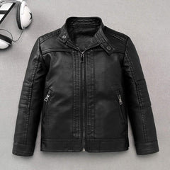 Boys Faux Leather Jacket Toddler Kids Motorcycle PU Leather Coats Fall Winter Outerwear Coat (Black, 13-14 years)
