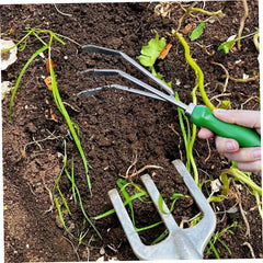 Hand Rake, 10.6x3.5 Inch Stainless Steel Small Garden Rake with Plastic Handle, Hanging Garden Hand Tools for Gardening, Weeding, Transplanting and Digging