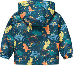 AUBIG Kids Lightweight Windbreaker Zipper Hooded Jackets Coat Long Sleeve Cartoon Print Trench Spring Fall Outerwear