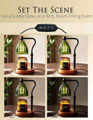 Green Candle Warmer Lamp, Dimmable Electric Warmer with Timer & Adjustable Height, Green Glass for Halloween, Fall and Christmas Decor, Modern, Vintage Boho Home Decor, Gifts for Women, Christmas Gift