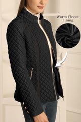 Bellivera Women's Stand Collar Lightweight Quilted Puffer Jacket Padded Zip Coat for Spring and Winter