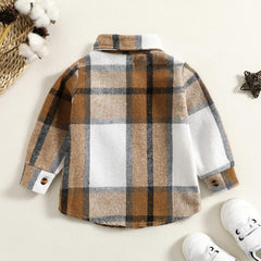 Youth Boy Jackets Toddler Boys Long Sleeve Plaid Printed T Shirt Gentleman Tops Clothes With Pocket