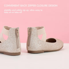 Hehainom Girls Dress Shoes Toddler Little Kids Gracy Ballet Mary Jane Ballerina Flats with Elastic Ankle Strap