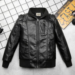Toddler Kids Boys Jackets Motorcycle Leather Coats Fall Winter Outerwear Zipper Coat (Black, 11-12 Years)