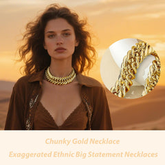 Chunky Gold Chain Necklace for Women Statement Jewelry Punk Choker Streetwear Accessories