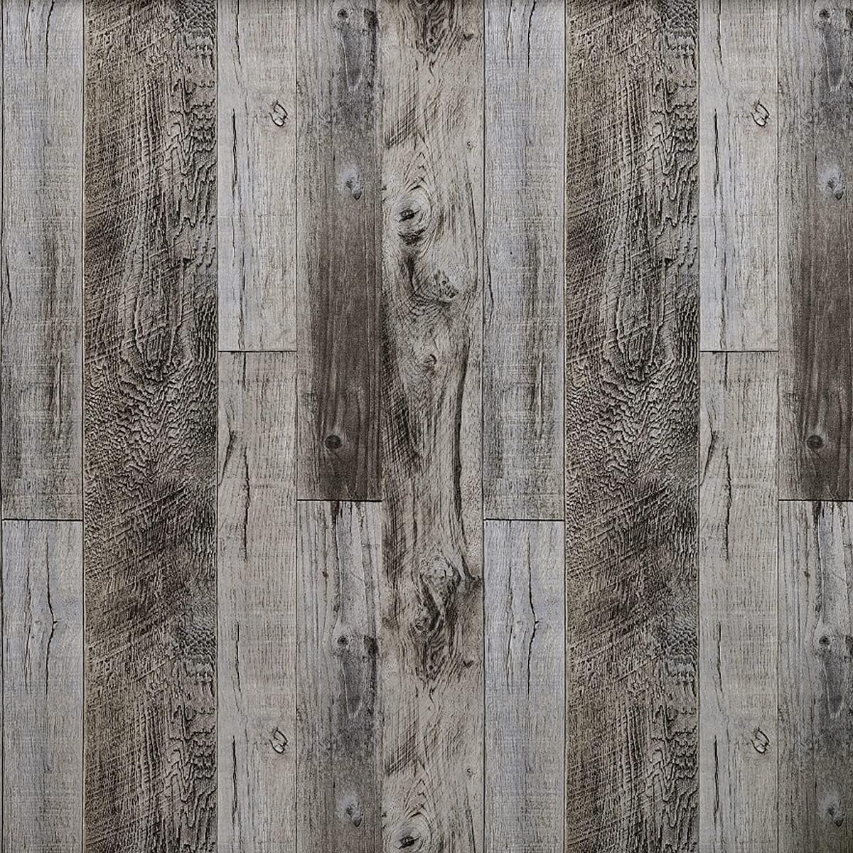 MulYeeh 17.5'' x 118'' Gray Peel and Stick Wallpaper Faux Wood Plank Paper Self-Adhesive Removable Wall Covering Prepasted Decorative Vinyl Film Shiplap