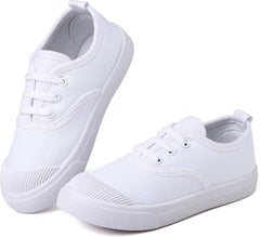 Boy's Girl's Toddlers Canvas Sneakers Slip-On Lightweight Kids White Sneakers Casual Skin-Friendly Walking Running Shoes(Toddle/Little Kids/Big Kids)