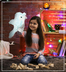 DolliBu Dolphin Plush Hand Puppet for Kids - Soft Plush Stuffed Animal Hand Puppet Toy for Puppet Show Games Puppet Theaters for Kids, Adult Cute Puppets Educational Toy to Teach Children & Toddlers