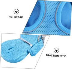 KESYOO 1set Pet Harness Vest and Leash Set Breathable Mesh Reflective Dog Vest Chest Strap for Dogs Blue s Comfortable and Easy to Clean
