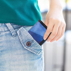 Men’s Nylon Trifold RFID Wallet with ID Window, Slim Security Wallet for Card Cash Holder, Modern Fashion Stylish Wallet Gifts for Teen Boys and Men, One Size -Triangle Blue