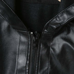 Boy's Faux Leather Jacket Windproof Warm Winter Coat Kids Outerwear Water-proof PU Motorcycle Jacket