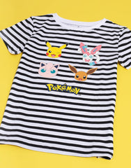 Pokemon T-Shirt Girls Kids Pikachu Eevee Friends Pink Or Blue Character Top