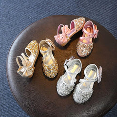 Girls Wedding Sandals Children's Girls Crystal Dress Shoes Glitter Princess Sandals Children's Sandals Spring Summer (Silver-a, 9.5 Little Kids)