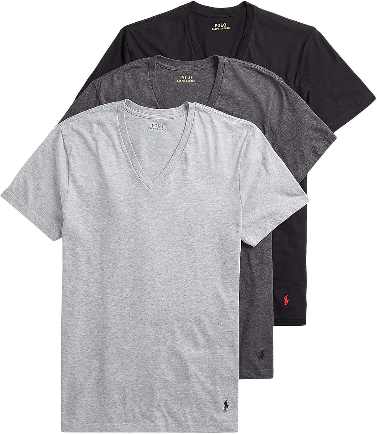 POLO Men's Slim Fit Cotton V-Neck Undershirt 3-Pack