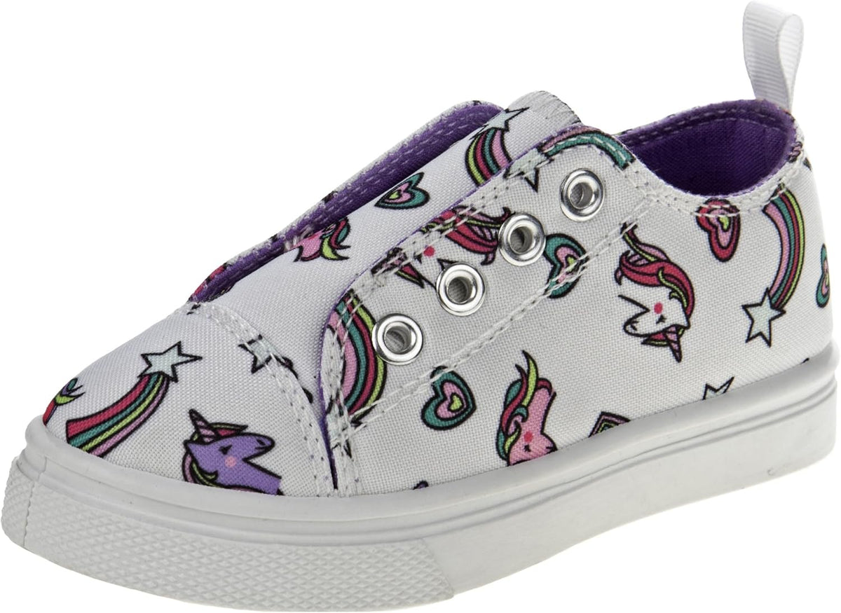 Josmo Girl's Unicorn and Stars Prints Low Top Casual Canvas Sneaker Tennis