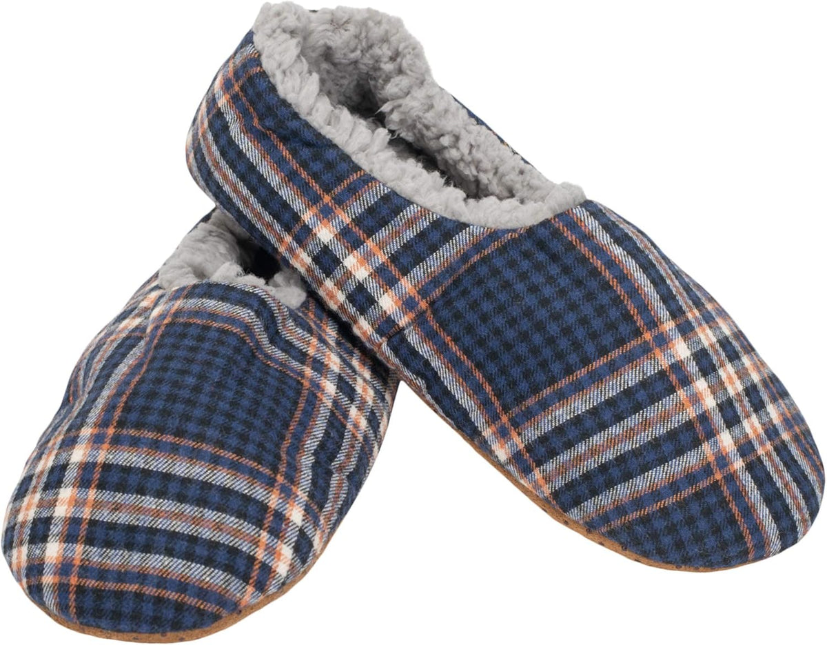 Elanze Designs Mens Plaid Plush Lined Cozy Non Slip Indoor Soft Slippers