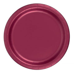 Yonune 24 Plates 7" Paper Dessert Plates Wax Coated - Burgundy