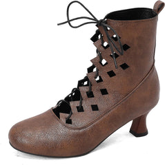 Women Retro Ankle Boots Lace Up Medieval Renaissance Pirate Viking Shoes