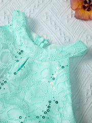 Kids Girls Wedding Dress Flower Girls Dress Sleeveless Floral Lace Rhinestone Maxi Romper Evening Gown Dance Wear