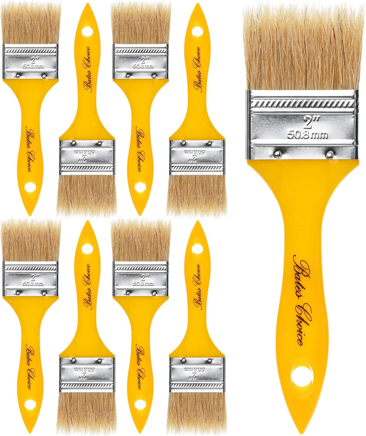 Bates- Chip Paint Brushes, 2 Inch, 9 Pack, Plastic Handle Chip Brush, Brushes for Painting, Stain Brushes for Wood, Natural Bristle Paint Brush, 2 Inch Paint Brush, Chip Paint Brushes for Paint