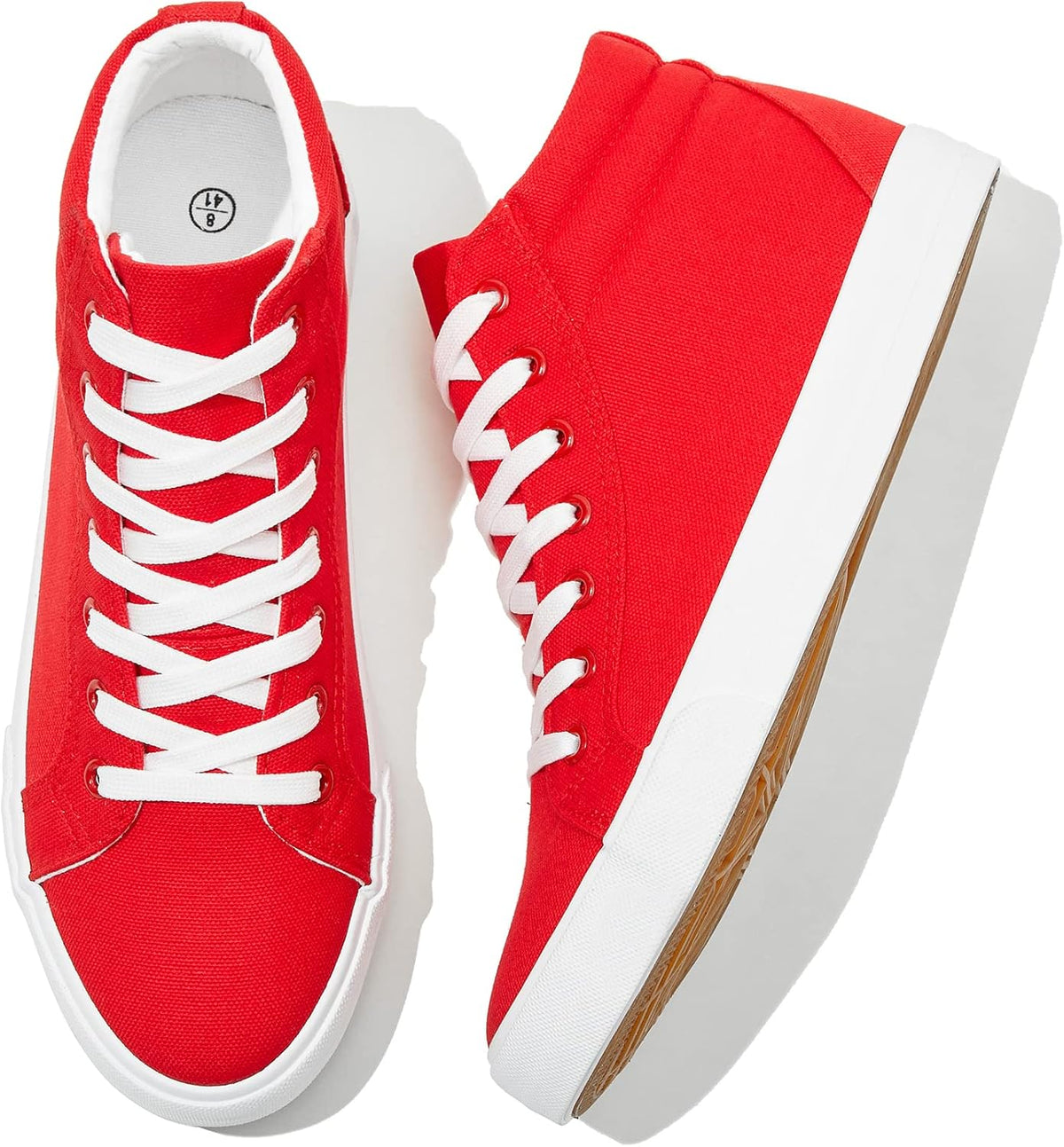 Men's White Canvas High Top Sneakers - Classic Lace-Up Walking Shoes, Light-Weight Soft Casual Tennis Shoes