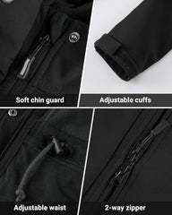 Outdoor Ventures Women's Lightweight Waterproof Fleece Lined Hooded Softshell Rain Jacket, Warm Windbreaker Long Coat