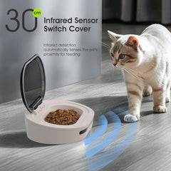 Automatic Cat Feeder, Dustproof Cat Food Bowl with Infrared Sensor Cover, Dual Power Supply Auto Pet Feeder for Indoor & Camping, Automatic Pet Feeder Easy to Use