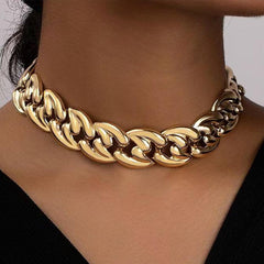 Statement Chunky Gold Chain Necklace with Layered Dainty Choker
